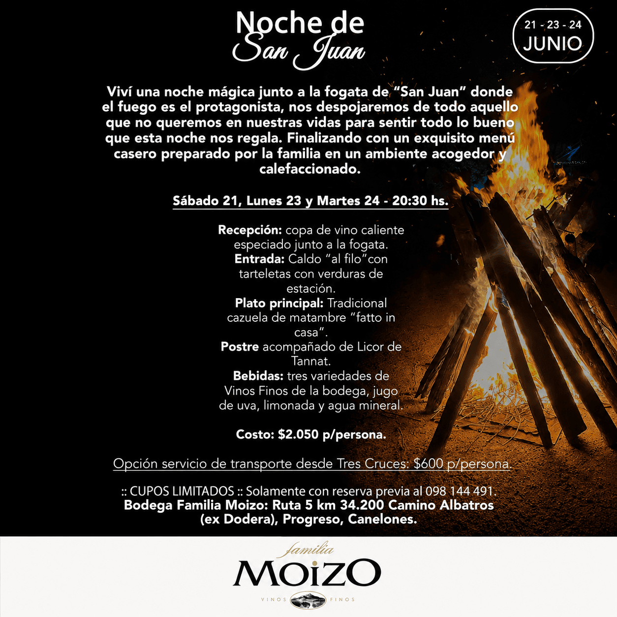 🍷🔥 Noche de San Juan en Bodega Familia Moizo 20/06