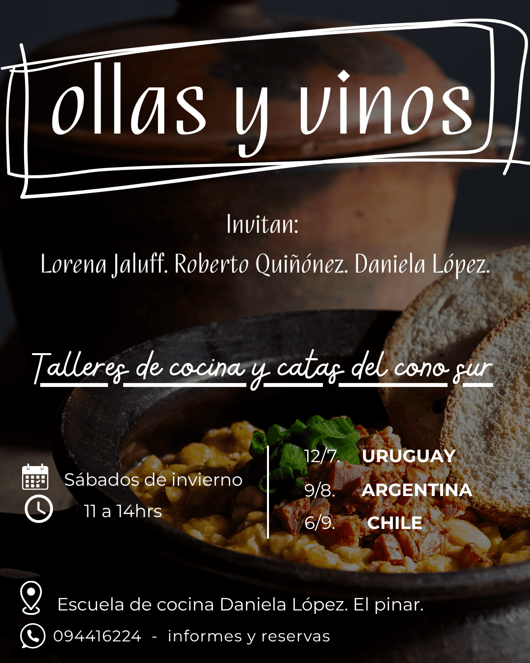 Ollas y Vinos del Cono Sur: tres sábados de fuego, tradición y maridajes únicos